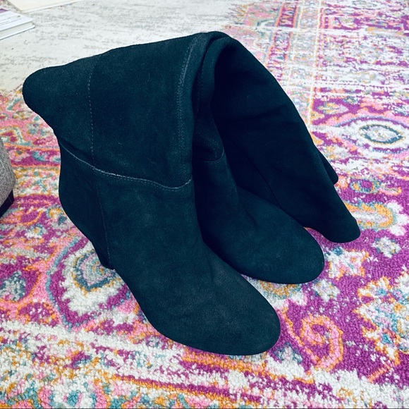 ✨SOLD✨Jessica Simpson Black Suede Knee-High Booties Womens Size 8 - Picture 3 of 12